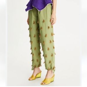 Tory Burch (Size 12) Light Green Olive Poplin Drawstring Pants